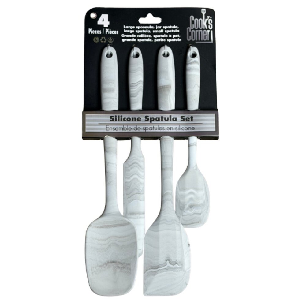 Marble Style Silicone Spatula Set 4pc Kitchen Cooking Utensils Heat Resistant